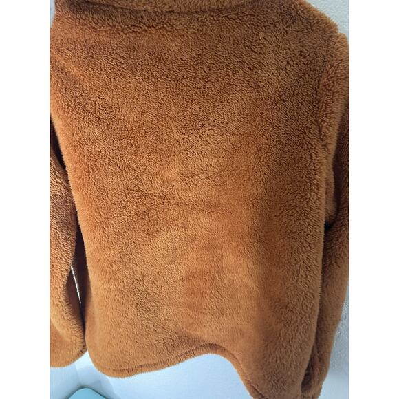 J. Crew Sherpa Jacket WOMENS M Pullover 1/4 Snap Thermal Pockets Boxy #AP705 - Picture 4 of 6